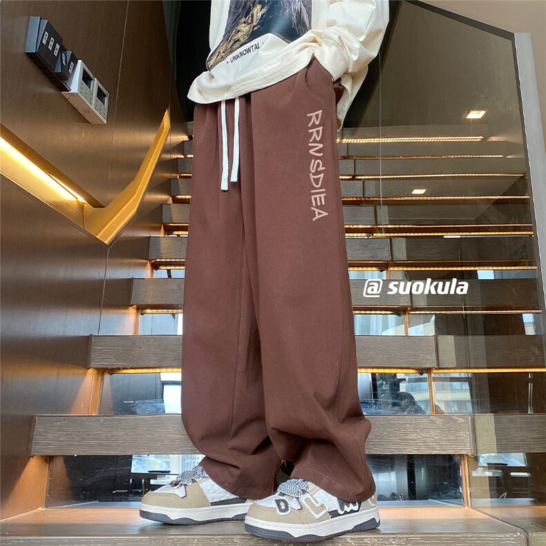 港风新款秋季时尚百搭宽松直筒垂感休闲裤子FZ67002特批35控58,男装休闲裤,电商A268A