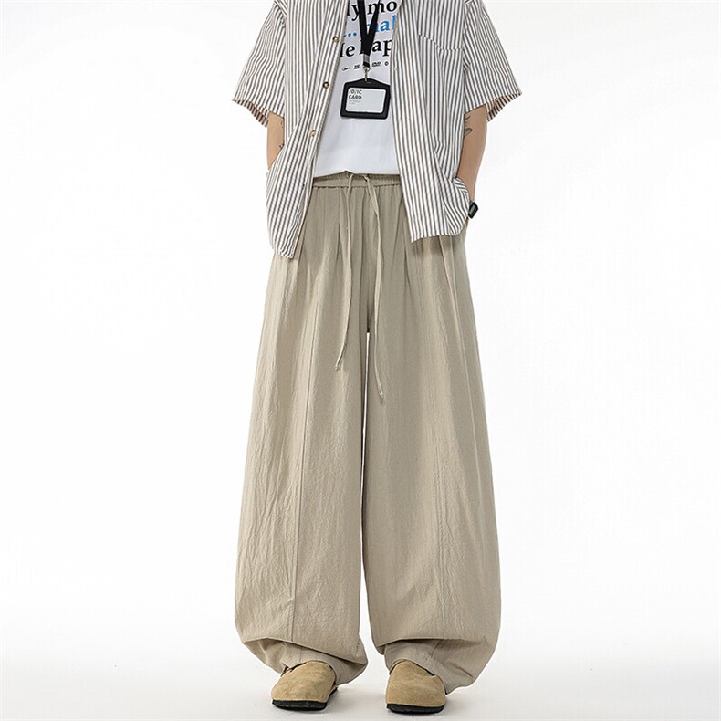 8XL-M亚麻弯刀裤直筒阔腿裤子男夏季宽松大码运动灯笼裤KZ068P60,男装休闲裤,电商B312