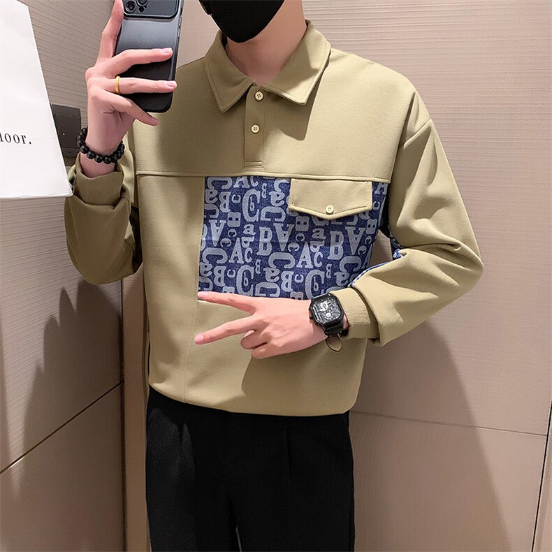 重磅高级感卫衣男春秋季2024新款潮牌翻领Polo衫百搭上衣WY03-P68,男装卫衣,电商D323（原B261）