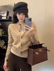 小香风气质短款针织开衫女春秋宽松显瘦圆领毛衣外套羊毛外搭，女装针织衫/毛衣，千御纺羊绒