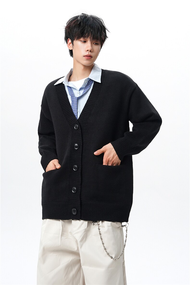 8XL-M大码V领开衫毛衣外套男日系复古宽松慵懒风针织衫KS002p55,男装针织衫/毛衣,电商B312