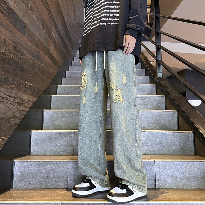 811时尚新款休闲牛仔裤港风美式宽松直筒特批40,男装牛仔裤,星座215-2（原311A-2）
