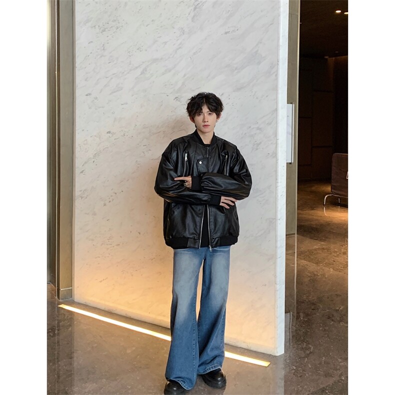 档口图现货PU皮夹克多拉链设计感假两件皮外套DY2317-特P80,男装夹克,星座1213