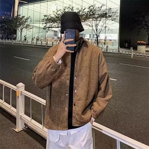 日系灯芯绒痞帅衬衫男士休闲宽松磨毛外套春秋季长袖衬衣 J808图片