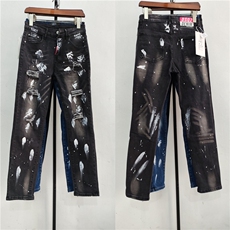 1506/QM9150/P59黑灰色水洗刮烂补丁油漆涂鸦弹力修身牛仔裤，男装牛仔裤，星座1506