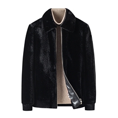 高端商务水貂貂大衣男装冬中老年皮毛一体双面穿皮草皮衣夹克外套，男装夹克，钱塘723