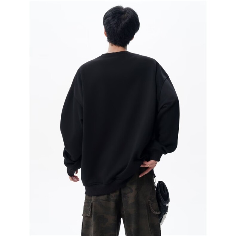 网络图现货美式复古双拉链设计感圆领cleanfit重磅卫衣J6785-P42,男装卫衣,星座715-7