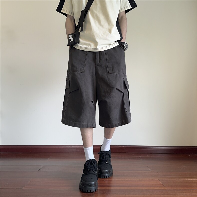 抖音品质春夏新款美式高街宽松工装七分裤B315-K25635-特p45控78,男装休闲裤,电商B315