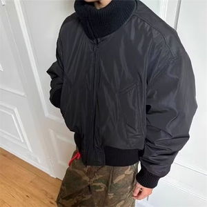 抖音得物 美式潮休闲夹克春季立领纯色复古工装加厚棉服外套AMY02图片