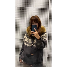 XZ1005-1-HXD666-P90毛领费尔岛毛衣外套秋季加厚情侣撞色针织衫，男装针织衫/毛衣，星座1005-1