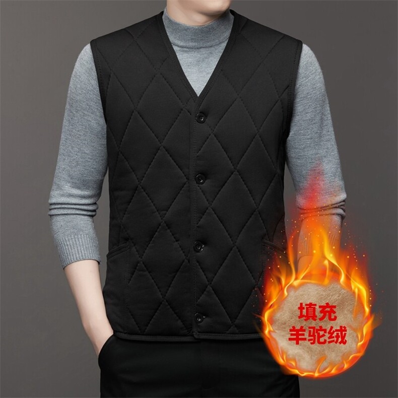 中老年男士仿羊羔绒马甲冬季加绒加厚保暖坎肩背心爸爸马夹,男装背心/马甲,电商B212（原钱塘6029）