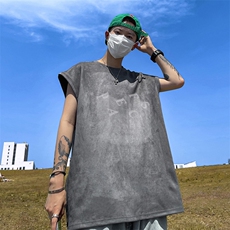 量大优供视频得物直播品220克夏季麂皮绒背心无袖T恤BJ165，男装T恤，电商A486