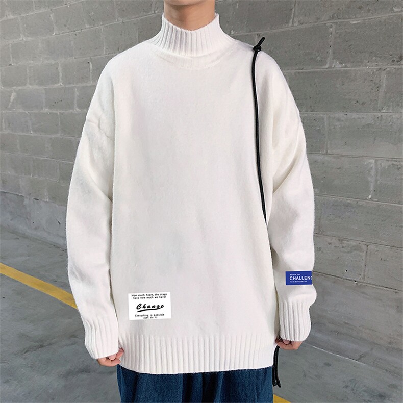 M18062-P45加绒款-P65半高领毛衣男士大码针织衫男毛线衣男,男装针织衫/毛衣,电商A040