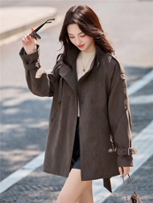 风衣外套女中长款秋季2025新款高端气质大码胖mm收腰显瘦百搭上衣，女装风衣，丽影随形