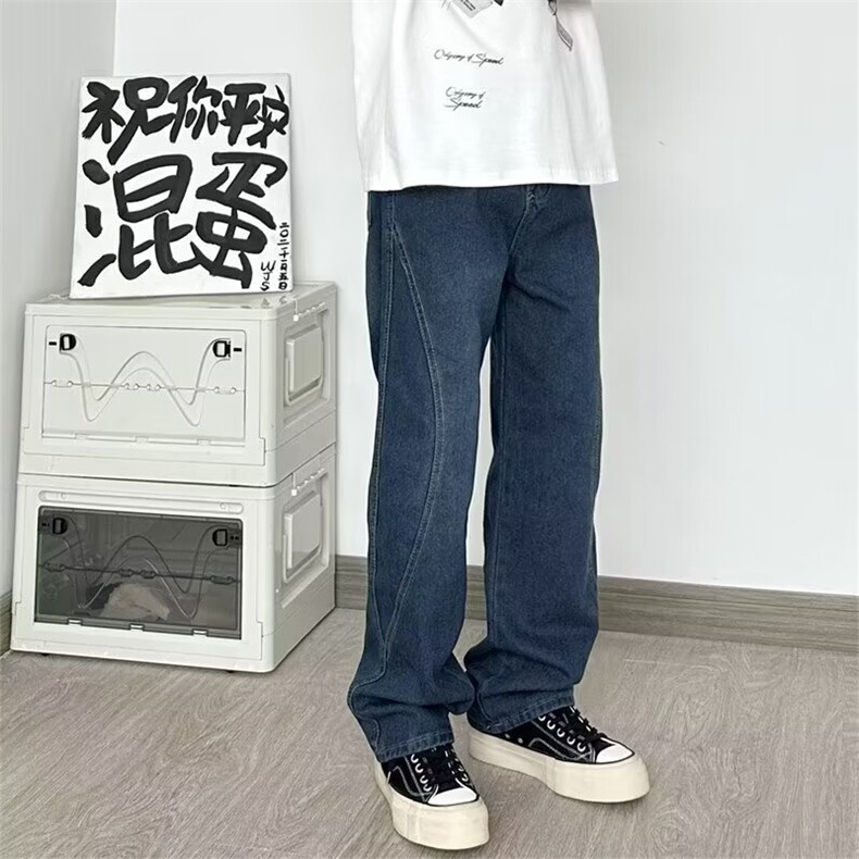 复古水洗牛仔裤男美式高街直筒裤子oversize休闲长裤9分裤-K088,男装牛仔裤,星座601-2
