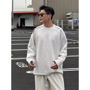 抖音得物高品质 26春装设计感长袖打底衫纯色拉链肩圆领卫衣W123图片