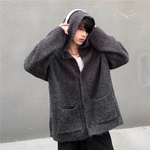 针织开衫毛衣男潮美式高级感慵懒风连帽上衣休闲外套MY98144-p68图片