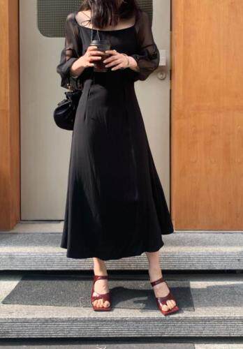 后露背连衣裙，女装连衣裙，CHOCOLATE