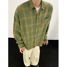 现货~磨毛格子大码长袖衬衫C5900/特P25军绿色，男装衬衫，电商A094