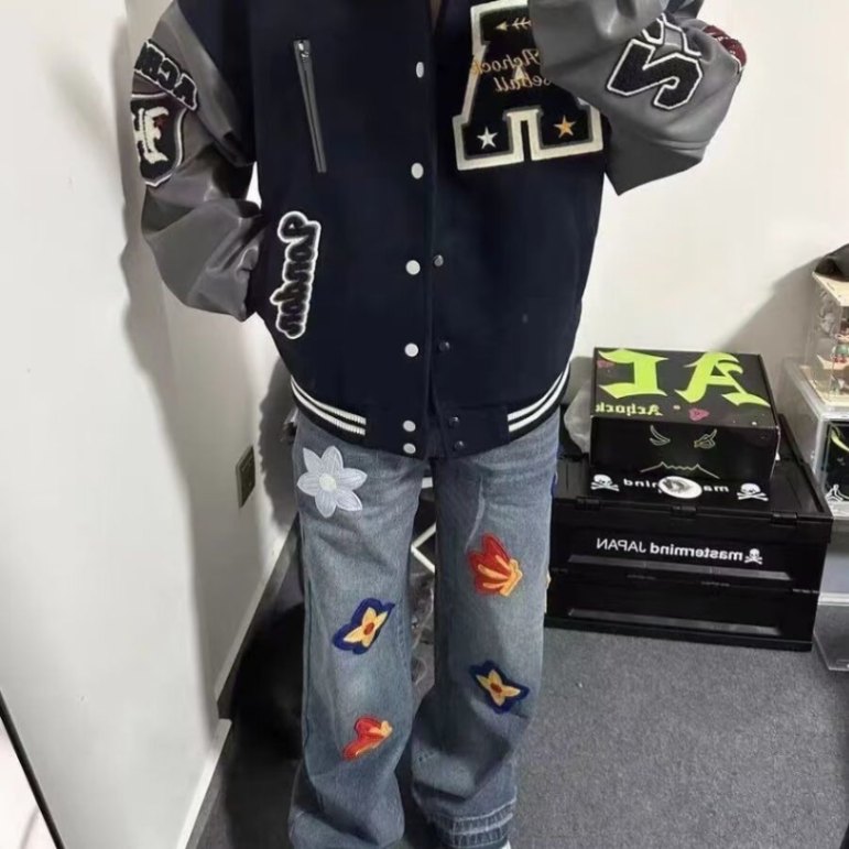 美式高街cleanfit立领重磅刺绣PU皮棒球服外套男夹克上衣JK608,男装夹克,星座1116A（原606A-3）