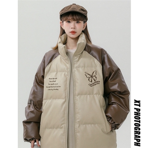 中性风 新款冬季时尚百搭PU皮加厚棉服外套MY65203P125控168图片