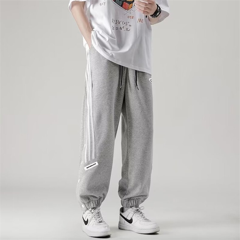 潮牌侧边拼接条纹休闲裤男春季新款日系宽松百搭卫裤K5957-P35,男装休闲裤,星座512-2