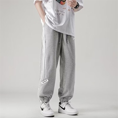 潮牌侧边拼接条纹休闲裤男春季新款日系宽松百搭卫裤K5957-P35，男装休闲裤，星座512-2