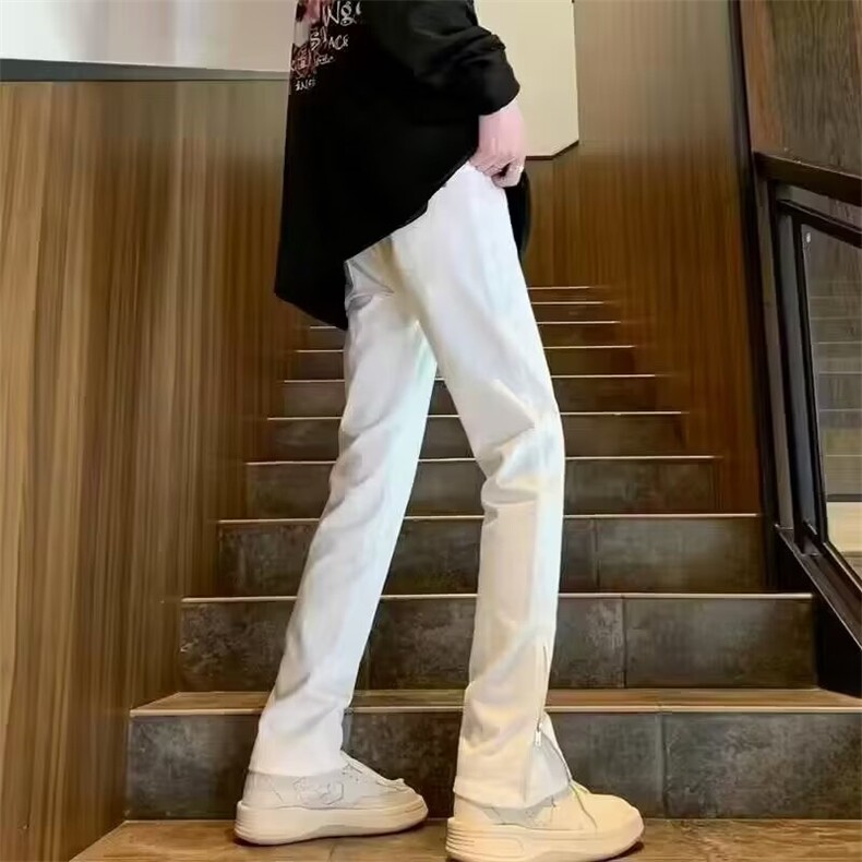 现货黑色牛仔裤男夏季设计感小众拉链直筒休闲长裤美式复古微图片