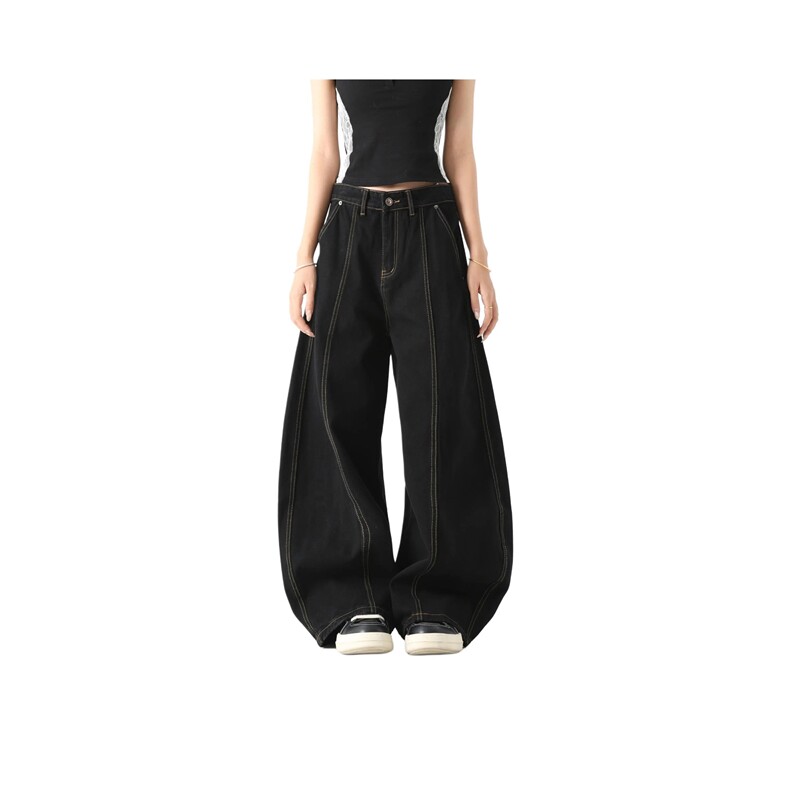 xz116-k16020-P39-网络图现货抽绳弯刀裤拼接现货牛仔裤，男装牛仔裤，星座116