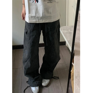 现货全棉水洗工装裤做旧宽松直筒裤多袋潮流阔腿裤K5005-P60