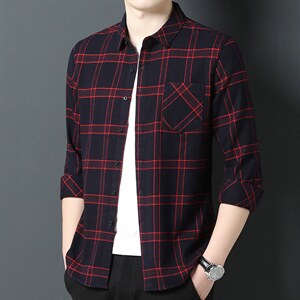 2023冬季衬衫男长袖中年休闲格子衬衣免烫打底寸衫ZSL2333-P85，男装衬衫，电商B212（原钱塘6029）