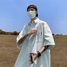 2025夏季新款男士宽松五分袖衬衫半袖衬衣CC316P35，男装衬衫，星座1108