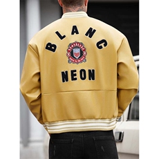 美式重工刺绣螺纹拼接飞行棒球服夹克（S-XL）402-2-JK061批110，男装夹克，星座402-2