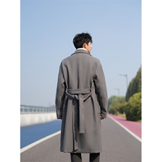 冬季宽松休闲毛呢大衣男韩版过膝呢子外套风衣潮XZ811A-F307-P138，男装风衣，星座811A