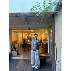 美式复古设计感休闲卫裤小众休闲宽松阔腿长裤男秋冬LK20322-P48，男装休闲裤，星座1008