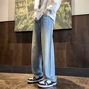 美式高街vibe风直筒长裤欧美痞帅男hiphop复古牛仔裤N08057-45图片