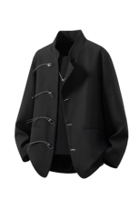 立体白底中式金属盘扣设计西服96%聚酯纤维4%氨纶XF77071P85控128，男装西服，星座227-7