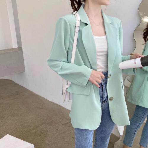 香丽迪2021新款港风牛油果绿垫肩设计感小众休闲西服装外女春,女装,香丽迪1