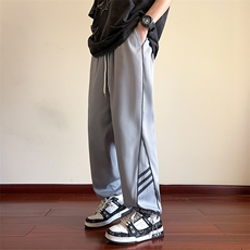 直播数据款春季新款撞色侧条纹伞兵裤宽松直筒休闲裤K503-P32，男装休闲裤，星座914-3