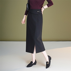 包臀裙女2025秋季新款气质时尚一步裙高腰中长款半身裙显瘦开叉裙，女装半身裙，艾米