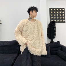 秋暗黑定制羽翼编织毛毛宽松圆领气质百搭针织长袖A261-3011，男装针织衫/毛衣，电商A246