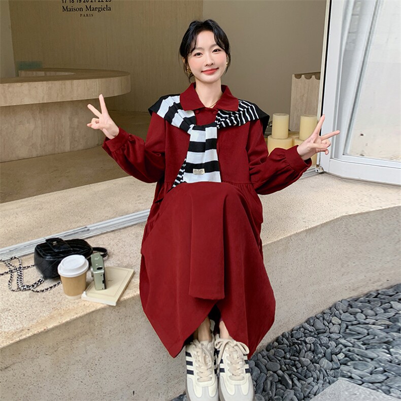 【2025春季新款】娃娃领宽松版连衣裙带披肩2C037229P135K188,女装连衣裙,2C037