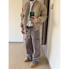 美式复古bomber棒球服秋冬加绒加厚cleanfit短款工装夹克，男装夹克，四季星座505