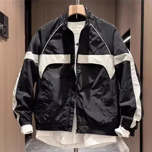 春秋新款潮流拼接立领夹克外套男士痞帅时尚休闲上衣HHD148 P60图片