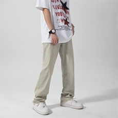 美式黄泥牛仔裤高街复古直筒裤潮牌字母休闲牛仔裤AK907-P49，男装牛仔裤，星座1001-1