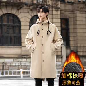 风衣男中长款大衣男加绒棉衣男F174薄P90加棉P100特价外景四图片