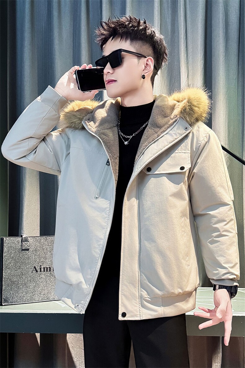 MY2525-P138控178时尚连帽毛领棉服外套高级休闲工装棉衣冬季新款,男装棉衣,星座102A（原电商D309-1）