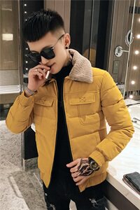 2羊羔毛领冬季加厚棉服男士社会精神小伙修身棉衣C301B-MF02图片