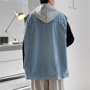 MJ226-p58-限价78 M-5XL现货宽松可脱卸大码牛仔马甲多口袋图片