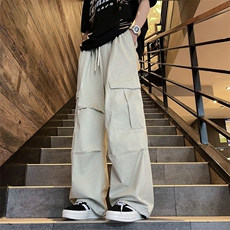 夏男工装裤大口袋复合褶皱宽松抽绳长裤h0009P40，男装工装外套，星座1013-1